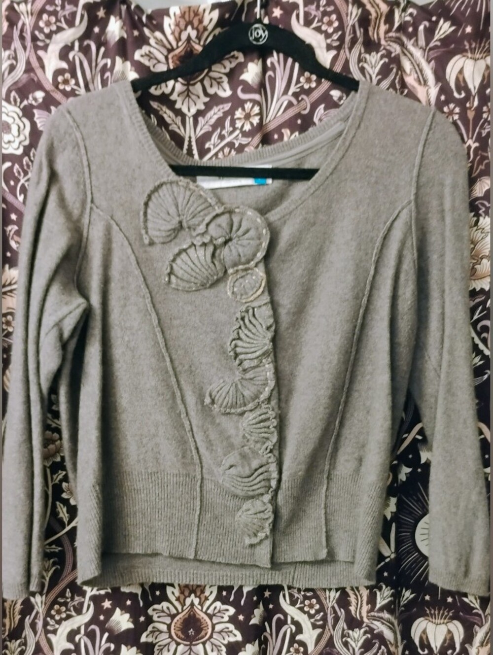 Anthro Sparrow Sparkly Scallop Crop Cardigan